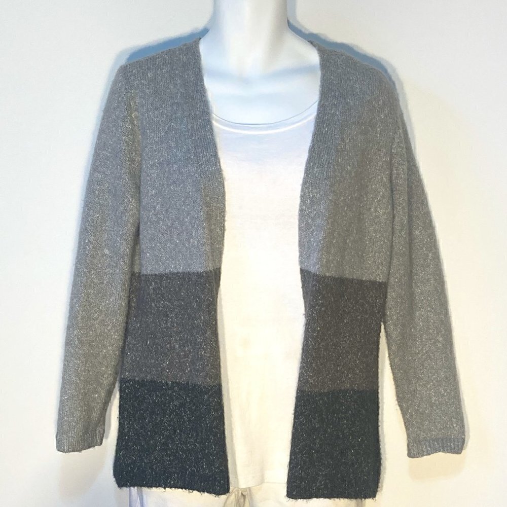 The Tog Shop SZ MP Heather grays stripe oversized cardigan Lagenlook Minimalist